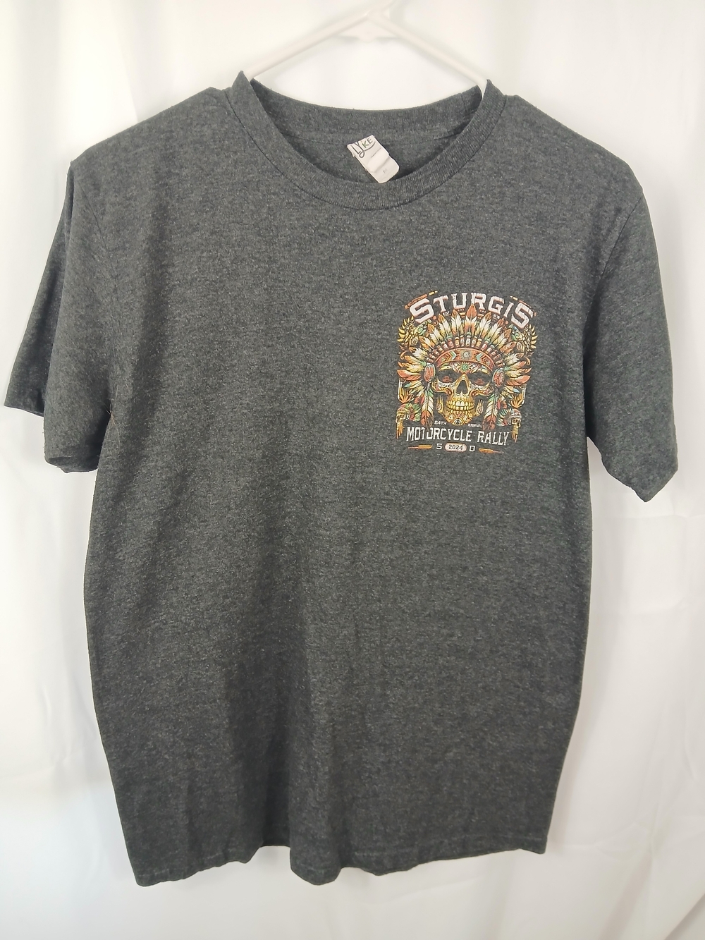 2024 Sturgis Rally Skull Graphic Tee Mens Medium Charcoal Motorcycle Shirt